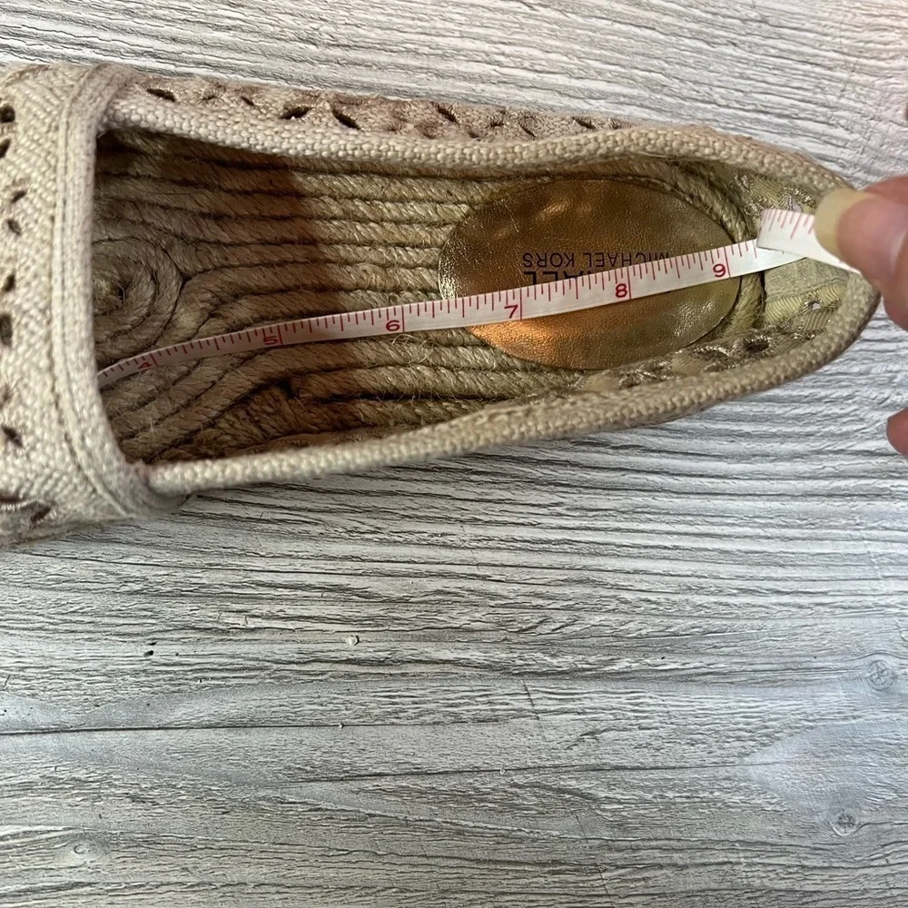 Michael Kors Darci slip on round toe canvas cutout pattern espadrilles
